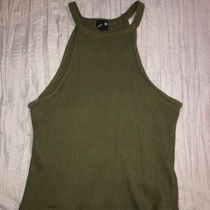 Olive Geeen High Neck Crop Top
